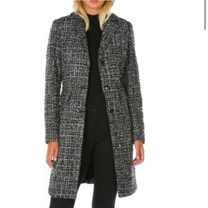 NWT! ✨ Laundry By Shelli Segal Metallic Tweed Black Silver Coat Size Medium!
